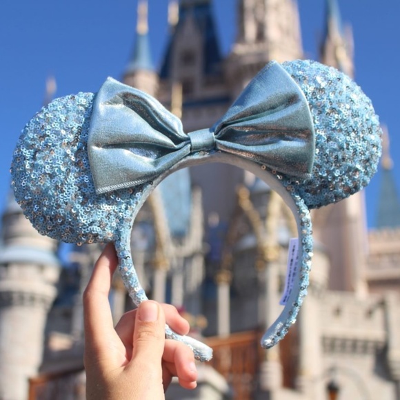 Disney Accessories - Disney - Arendelle Aqua Minnie Ears, Sequined, Brand New With Tags!